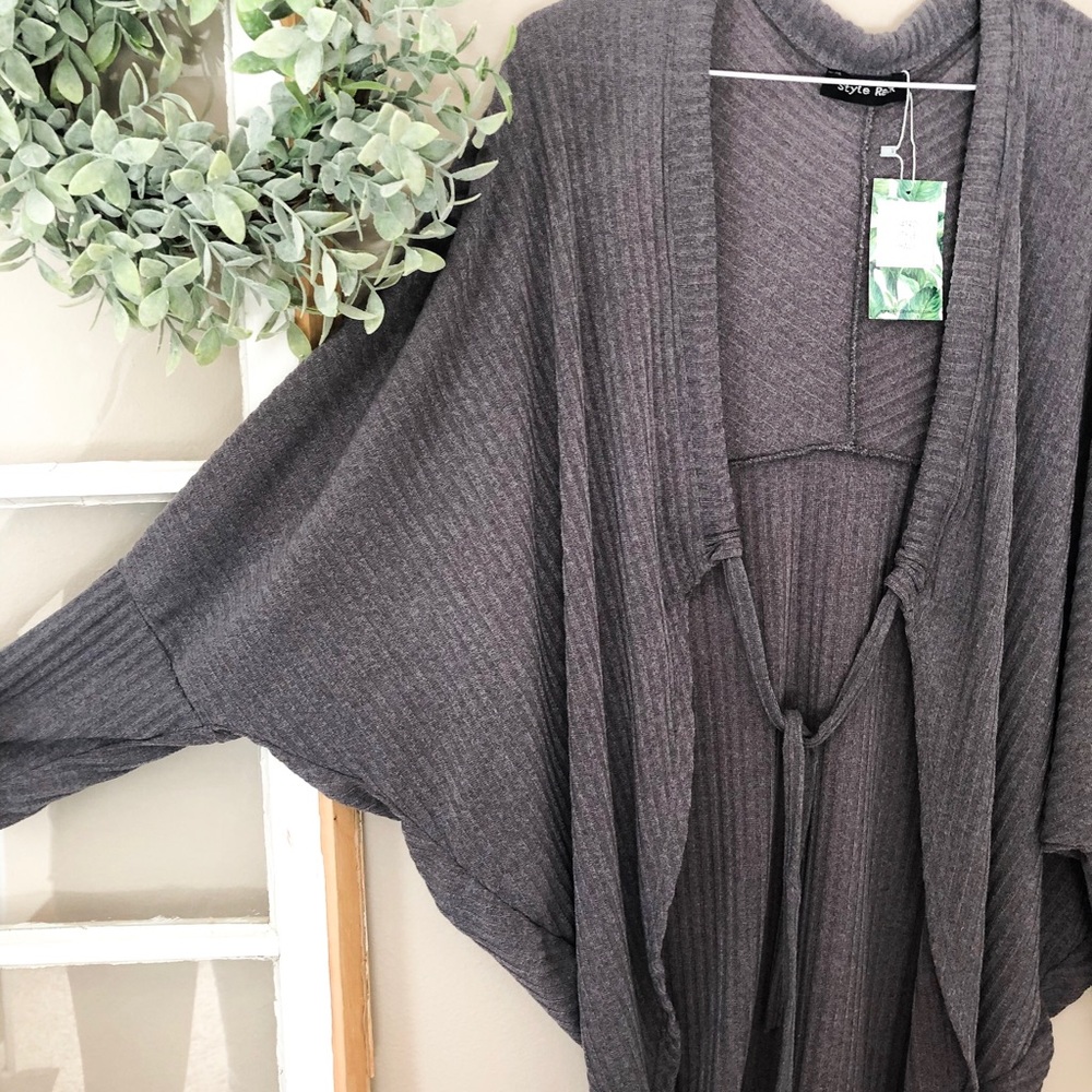 grey dolman sleeve cardigan
